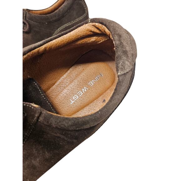 Vintage 90s Nine West 10 Brown Suede Platform Lace Up Chunky Loafer Grunge - Picture 5 of 7